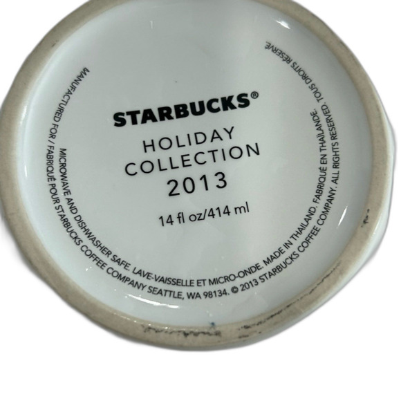 Starbucks 2013 Holiday Collection 14oz. Ceramic Mugs (2) Never Used - Picture 8 of 10